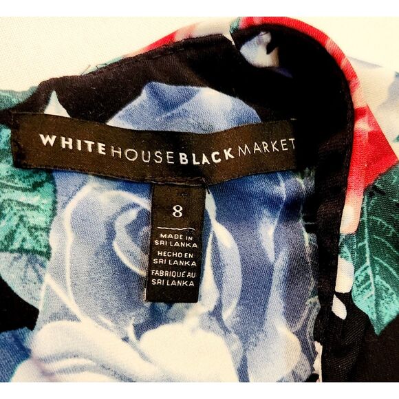 White House Black Market WHBM Short Sleeve Floral Dress Size 8 - Picture 4 of 7